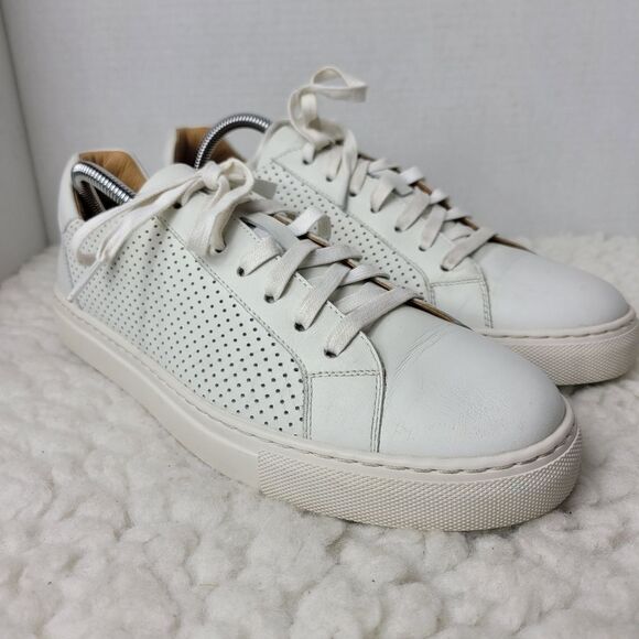 Magnanni Costa Lo Perf Mens Size 8 M Sneaker White Leather Shoes - Picture 1 of 11